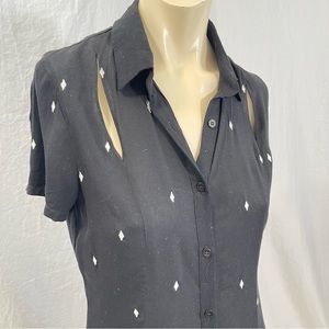 Akita Chicago Red Label Mini Micro Dress Black White Diamond Print Short Sleeve